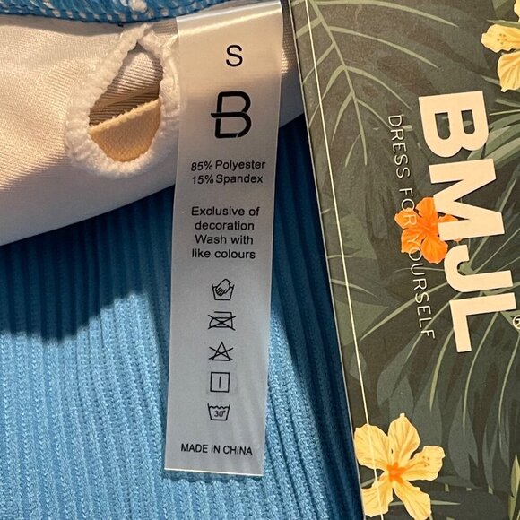 BMJL Womens S Blue Two-Piece Ribbed Swimsuit With Scoop Neck & Adjustable Straps - Picture 6 of 7